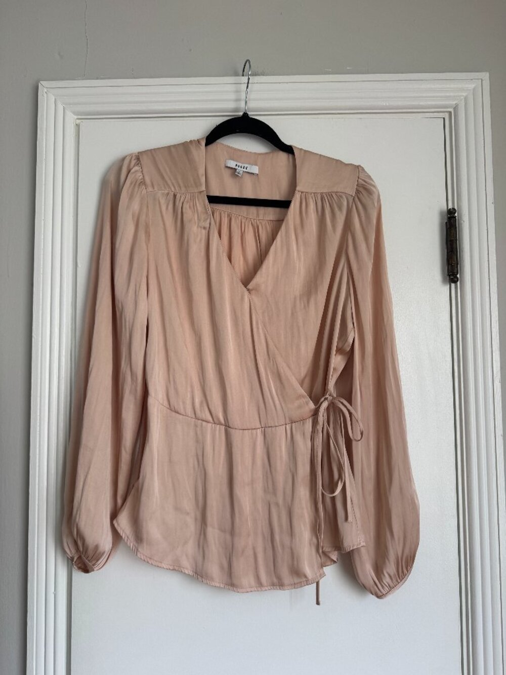 Ro & De Anthropologie Blush Wrap Blouse Long Sleeve Size Medium